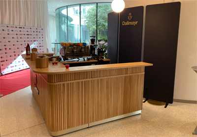 Aluminium Klapptheke Empfamgstheke Modultheke Eiche furniert Streifen